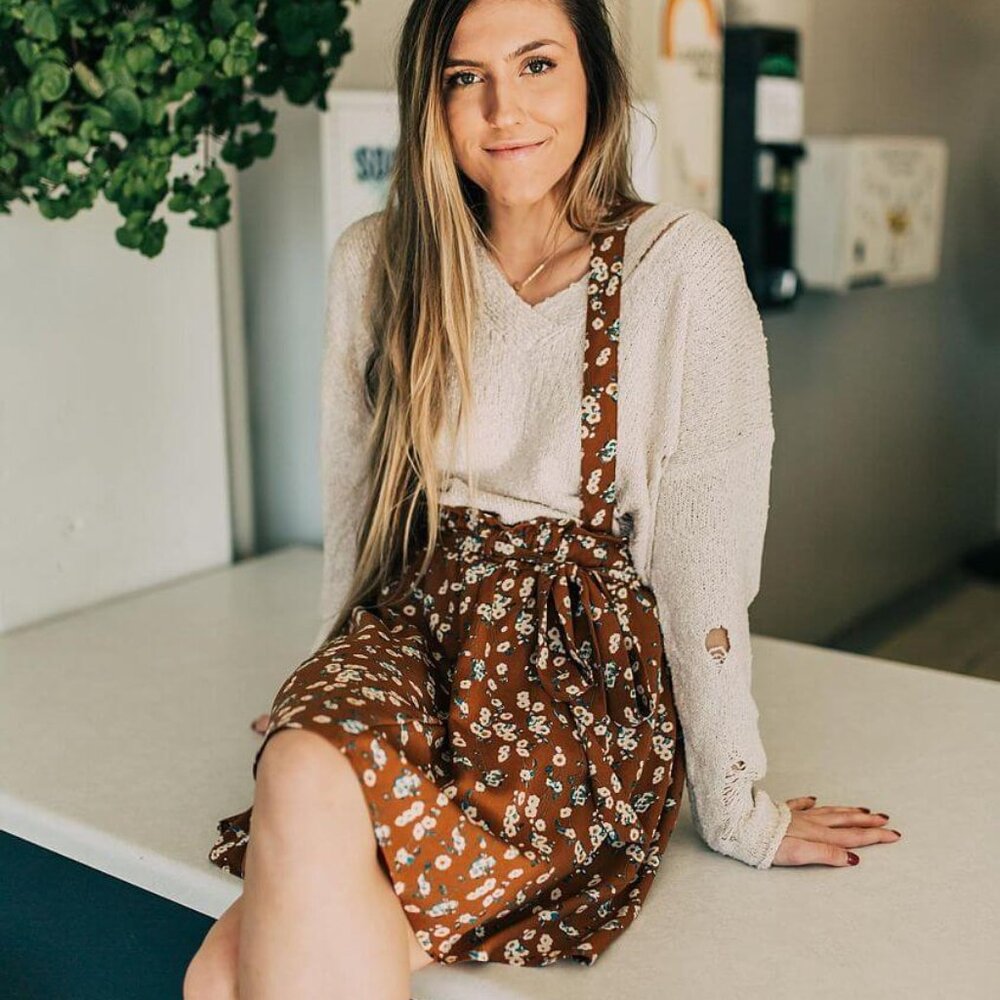 Willow & Root Suspender Floral Skirt - S